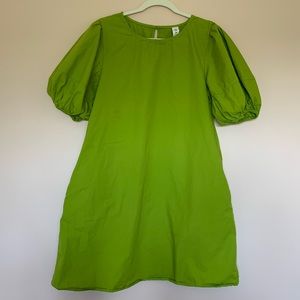 Amadi from Anthropology Green Puff Sleeve Dress